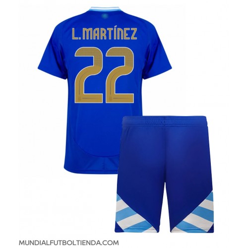 Camiseta Argentina Lautaro Martinez #22 Segunda Equipación Replica Copa America 2024 para niños mangas cortas (+ Pantalones cortos)